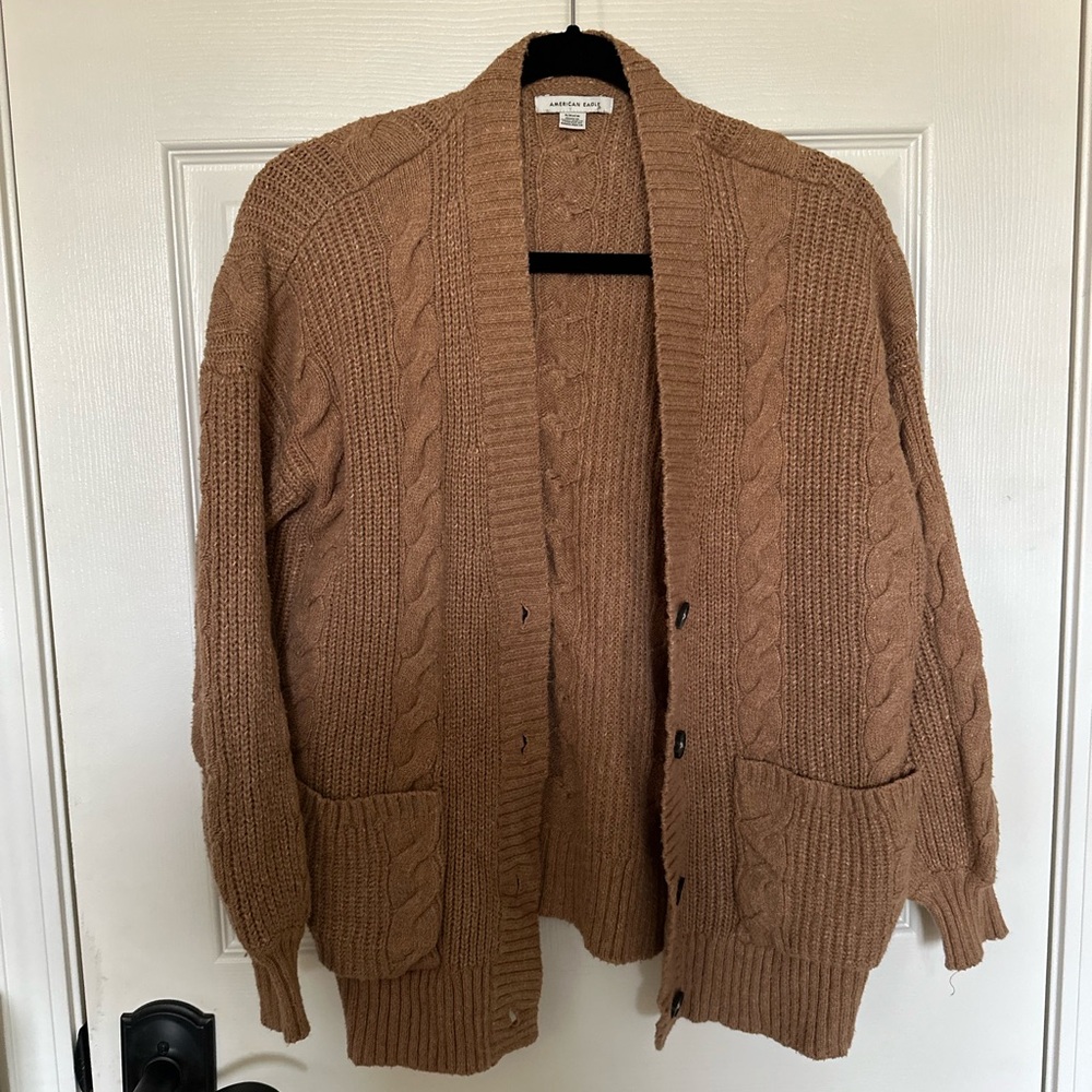 American Eagle Outfitters Tan Cable Knit Cardigan
